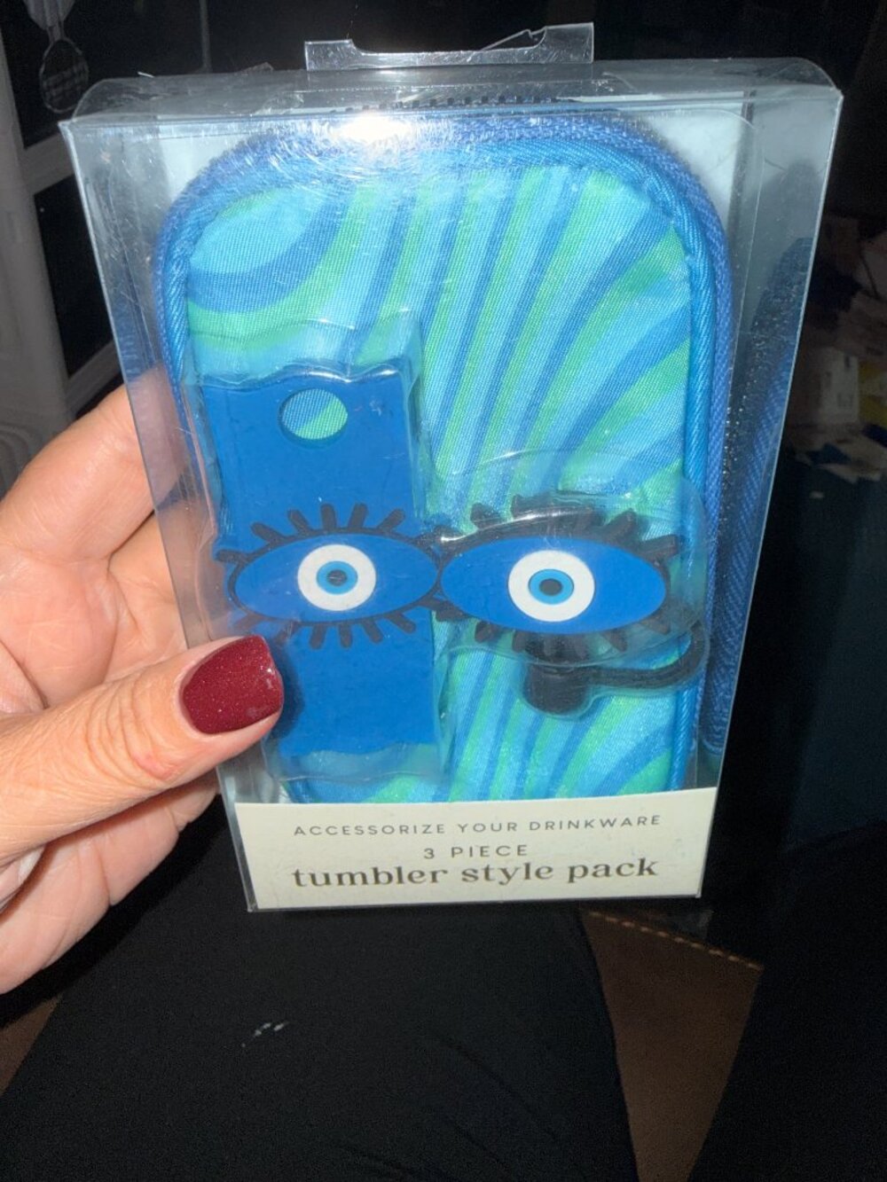 NWT Accessorize Your Drinkware 3-Piece Tumbler Style Pack – Blue Evil Eye